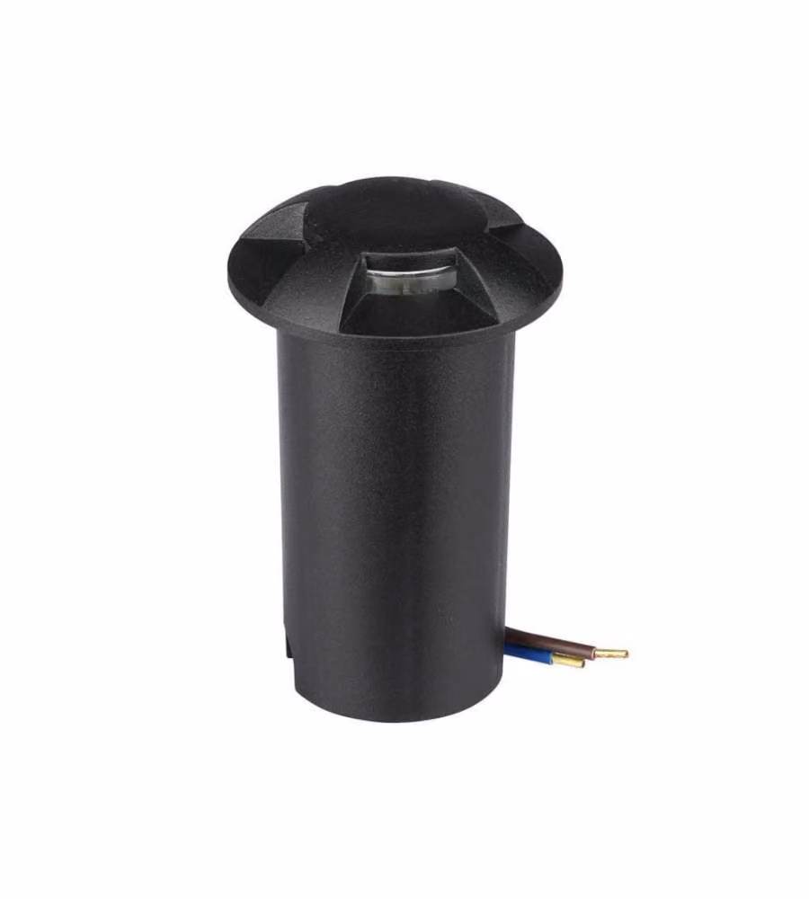Faretto LED Segnapasso da Interramento V-TAC a Cilindro Nero 1W con 4 Fasci Luminosi Up/Down 12V 6500K IP67