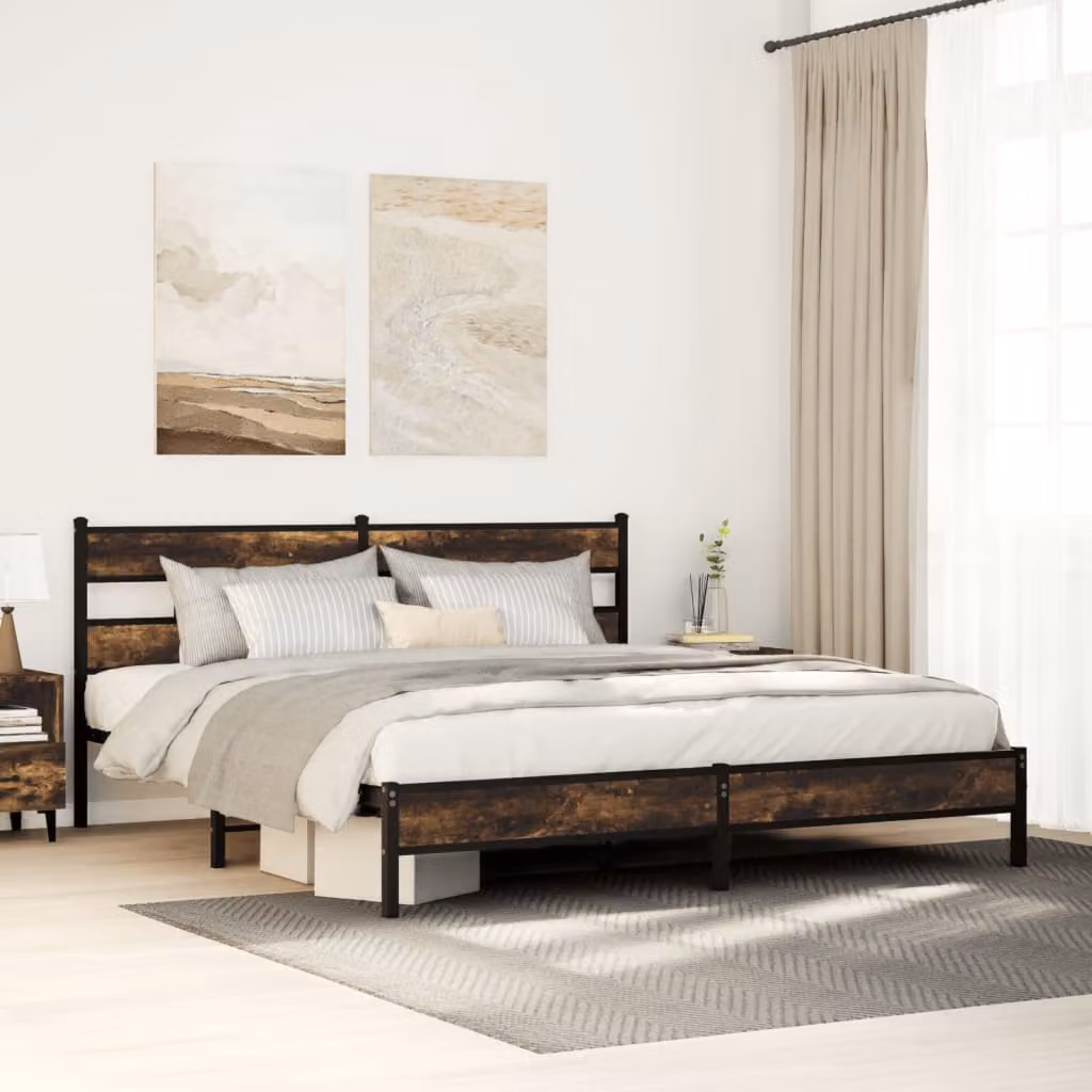 vidaXL Giroletto in Metallo Rovere Fumo L: 198 cm, P: 207 cm