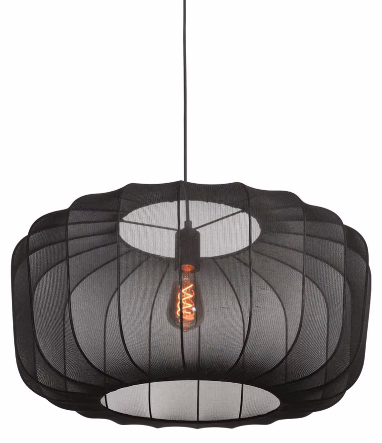 Lampada a sospensione - nero - Sable - metallo tessile - Ø 60cm - E27 - 4193ZW - Anne Lighting