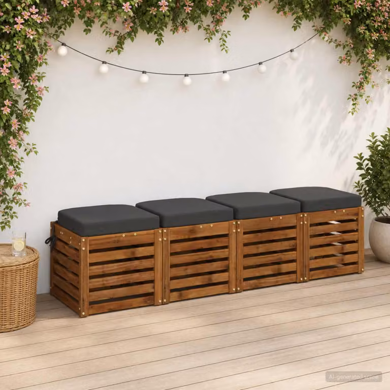 Set di 4 cuscini per sedile vidaXL SOEST in poliestere, colore grigio antracite
