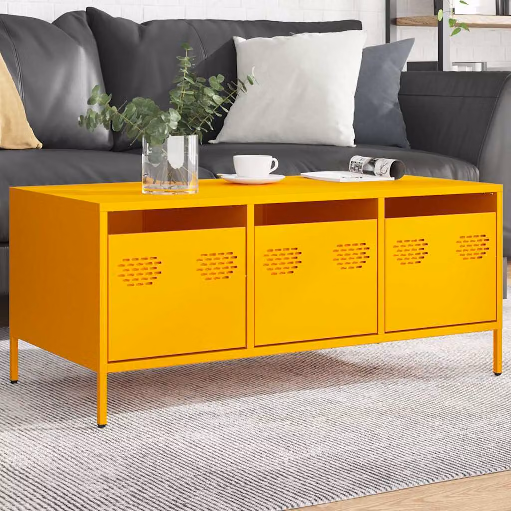 Maison Exclusive - Tavolino da salotto giallo senape 101,5x50x43,5 cm Acciaio laminato a freddo
