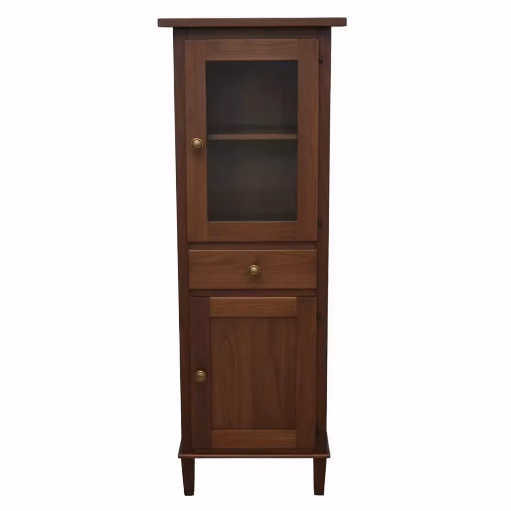Vetrina colonna Mobili 2G con 2 porte e 1 cassetto in legno marrone tinta noce L/P/H: 54 x 45 x 150 cm – 1