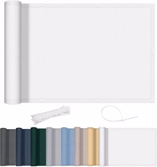 Paravento da balcone 75x300 cm, impermeabile, opaco, con occhielli, protezione UV, per balconi e terrazze