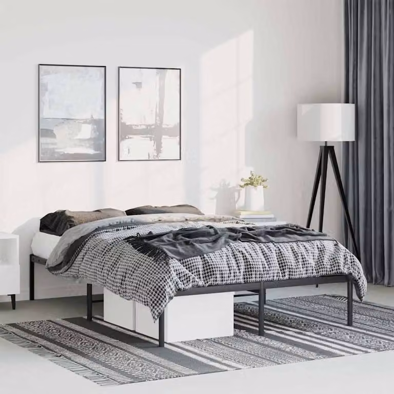 vidaXL Giroletto in Metallo Nero L: 142 cm, P: 196 cm, H: 31 cm