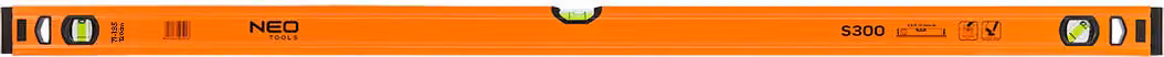 NEO TOOLS Livella in alluminio, fiala protetta, precisione m | Livella in alluminio | 120 cm
