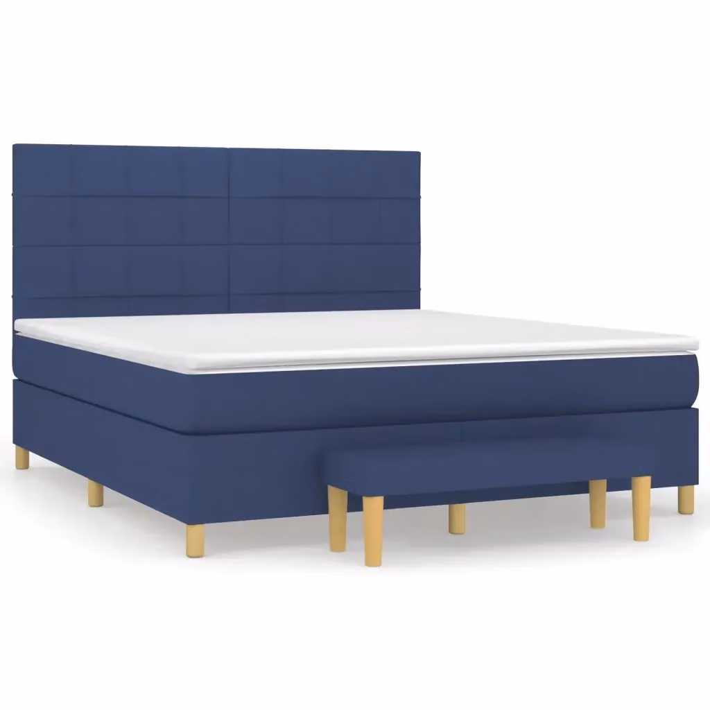 Letto Ibrido con Giroletto a Molle e Materasso vidaXL, Colore Blu e Bianco, L/P/H: 160 x 200 x 128 cm – 2