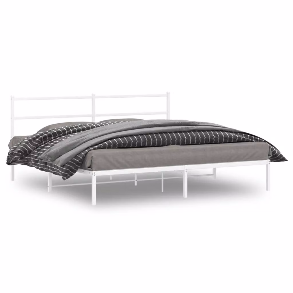 vidaXL Giroletto con Testiera in Metallo Bianco L: 187 cm, P: 90 cm, H: 219 cm