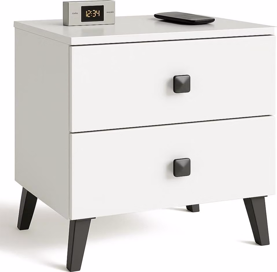 Comodino elegante MAVRIEL - bianco / nero