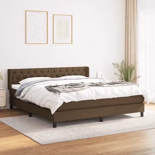 Letto Ibrido vidaXL con Giroletto a Molle e Materasso, Marrone e Bianco, L/P/H: 160 x 200 x 88 cm – 1