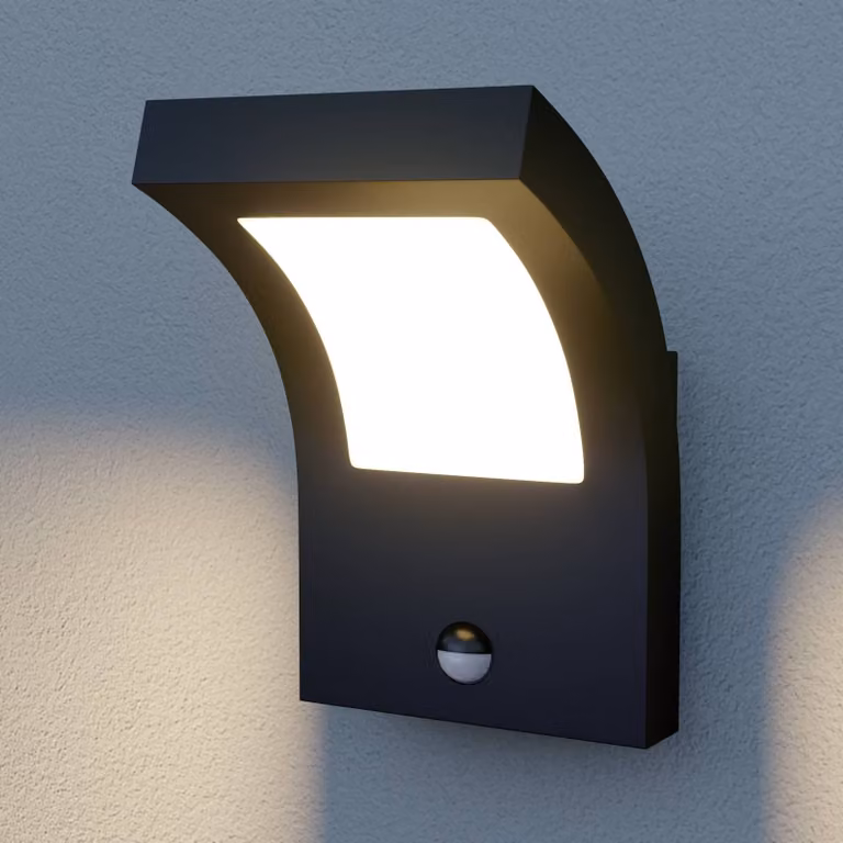 Applique da esterno LED Arcchio Advik, antracite, IP54, con sensore Advik, Nero, Alluminio, Moderno