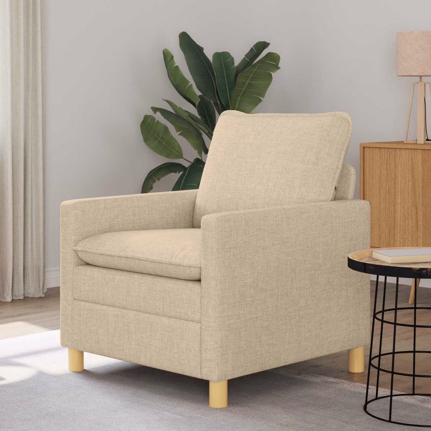 Divano vidaXL in tessuto beige per soggiorno e ufficio, L: 76 cm, P: 81 cm, H: 87,5 cm