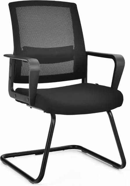 Sedia da ufficio e conferenza moderna in rete nera con braccioli, design ergonomico, L: 60 cm, P: 54,5 cm, H: 94 cm, portata massima 136 kg