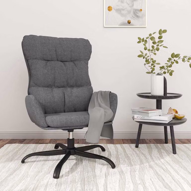 vidaXL Poltrona Relax Grigia con Struttura in Metallo e Rivestimento in Tessuto con Braccioli e Rotazione a 360 Gradi