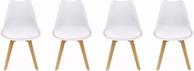 Set di 4 sedie scandinave imbottite Alice's Home in tessuto bianco con gambe in legno di faggio – 1