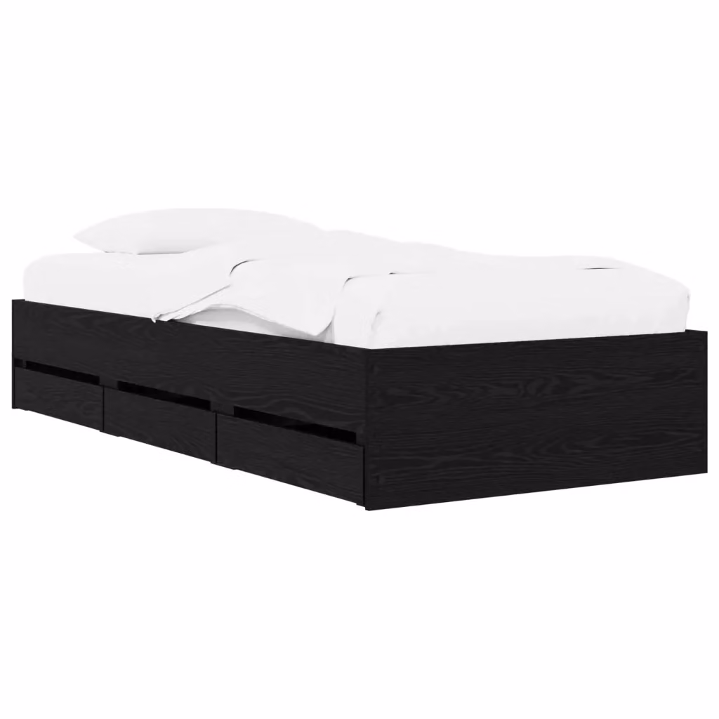 Letto con contenitore e cassetti vidaXL in legno ingegnerizzato Rovere e Nero L: 140 cm, P: 83 cm, H: 203 cm – 2