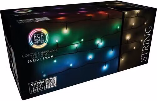 Ghirlanda luminosa a LED RGB da 96 luci con timer e telecomando per esterni, 9,6 m