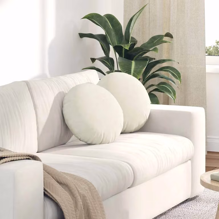 Set di 2 cuscini per seduta rotondi vidaXL in velluto, Ø 40 x 13 cm, beige