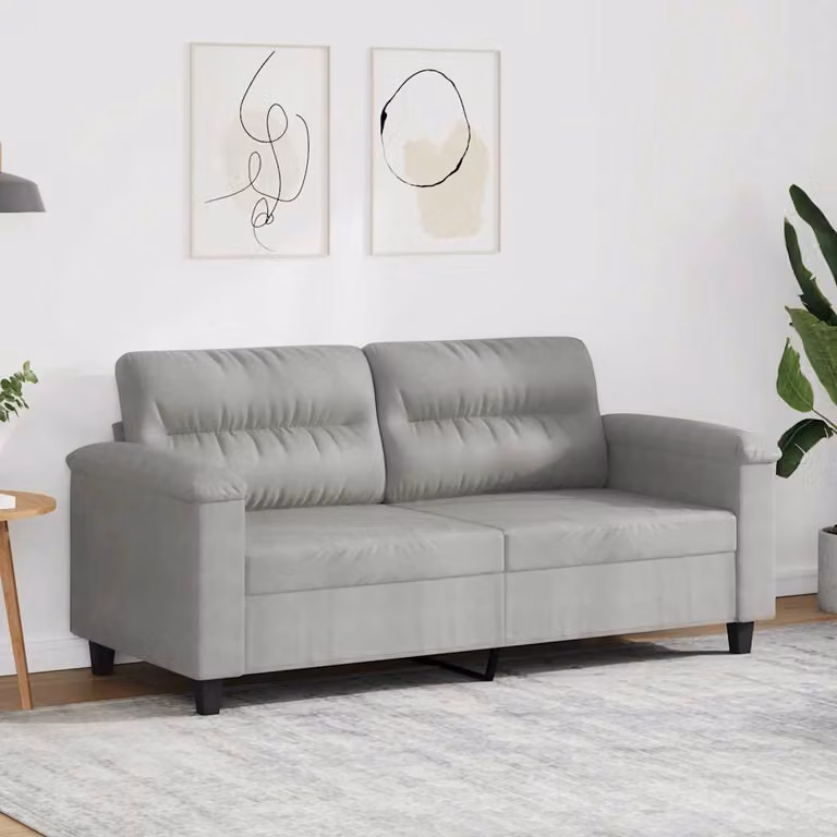 vidaXL Divano a 2 Posti Moderno Grigio in Tessuto Microfibra con Struttura in Metallo