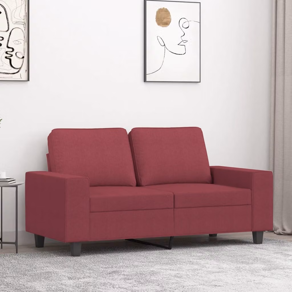 vidaXL Divano a 2 Posti Moderno in Tessuto Rosso con Struttura in Metallo