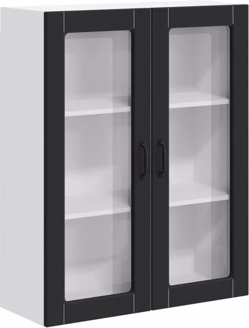 Pensile da cucina | Mobile in vetro da parete LUCCA Nero 80 x 31 x 100 cm