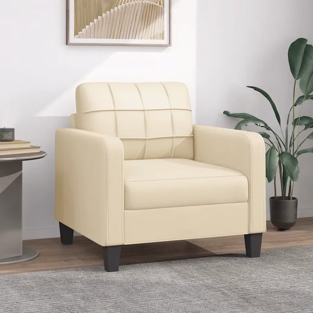 Poltrona Relax Beige in Similpelle con Braccioli e Struttura in Metallo – 2