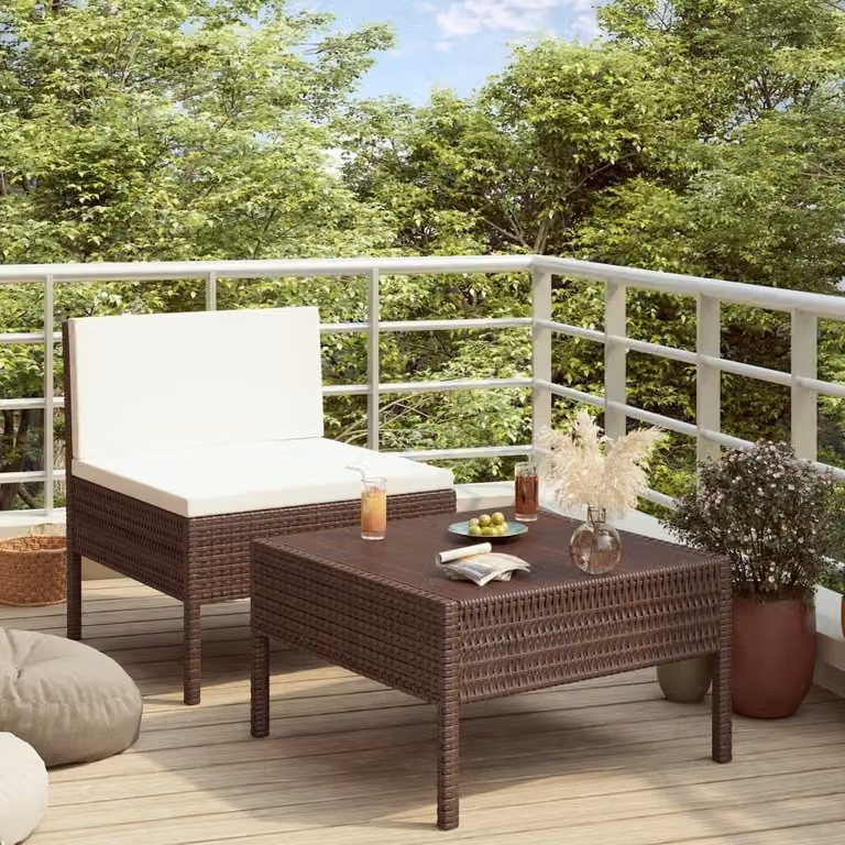 Maison Exclusive - Set da giardino da 2 pezzi con cuscini in rattan sintetico marrone