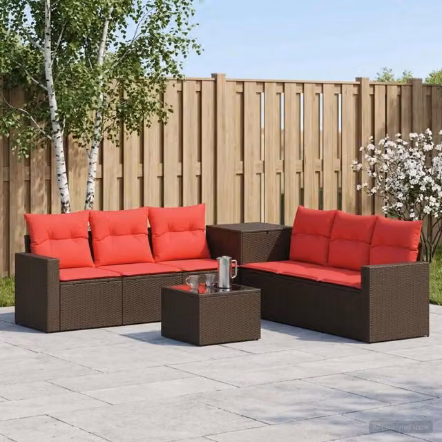 Set di divani 8 pz Marrone e Rosso 55 x 55 x 37 cm 3448327