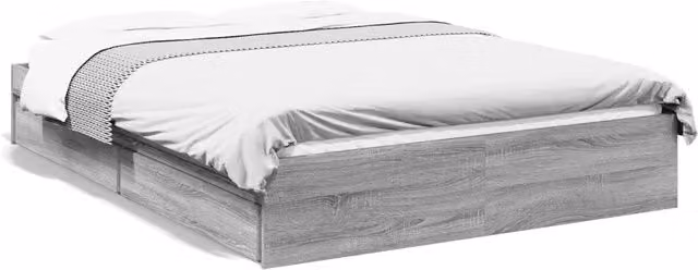 Letto matrimoniale | Letto per adulti | Giroletto Cassetti Grigio Sonoma 140x200 cm Legno Multistrato