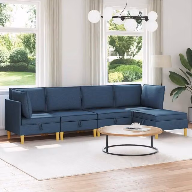 Set di divani modulari con spazio di archiviazione 5 pz Blu 3413716