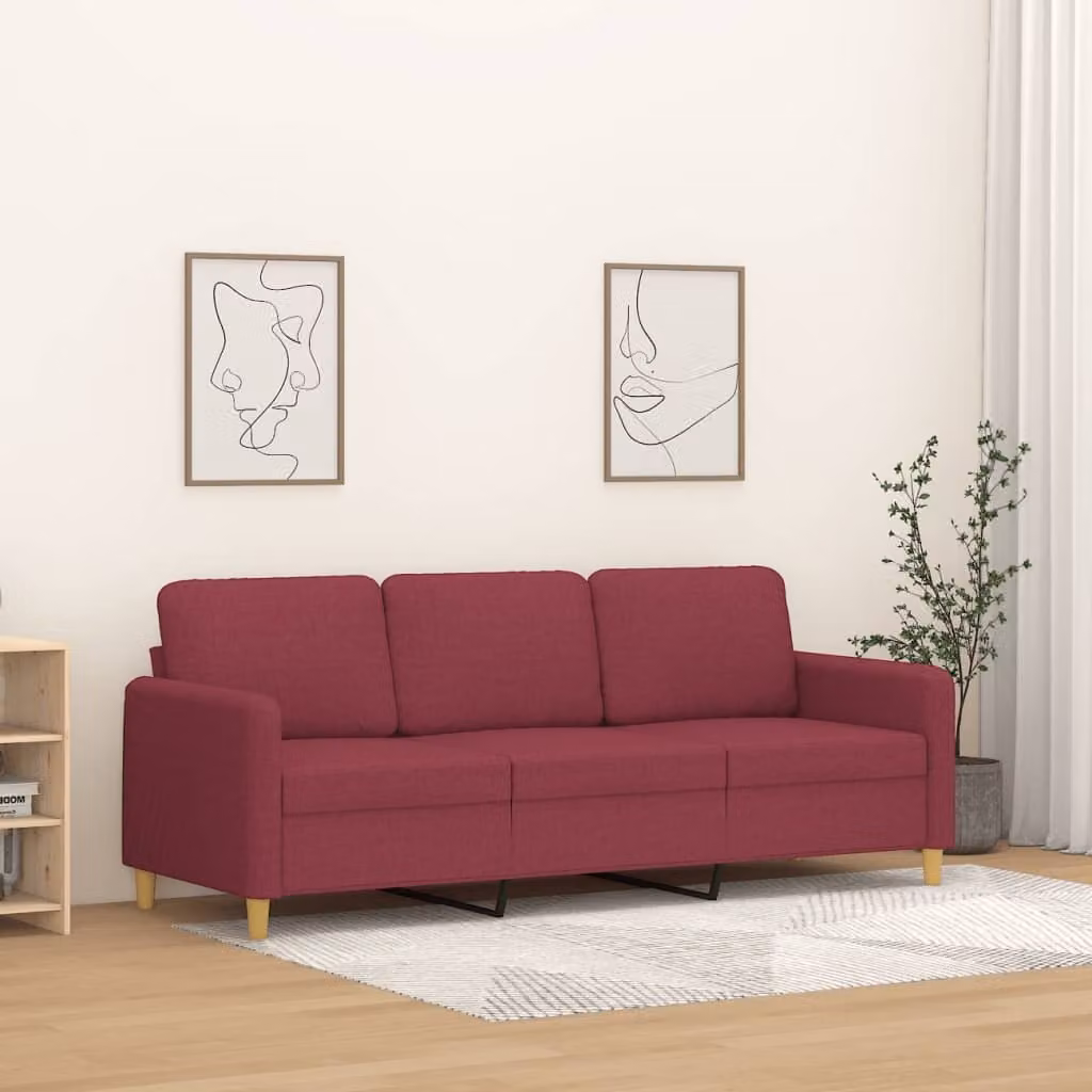 Maison Exclusive - Divano a tre posti bordeaux 180 cm in tessuto