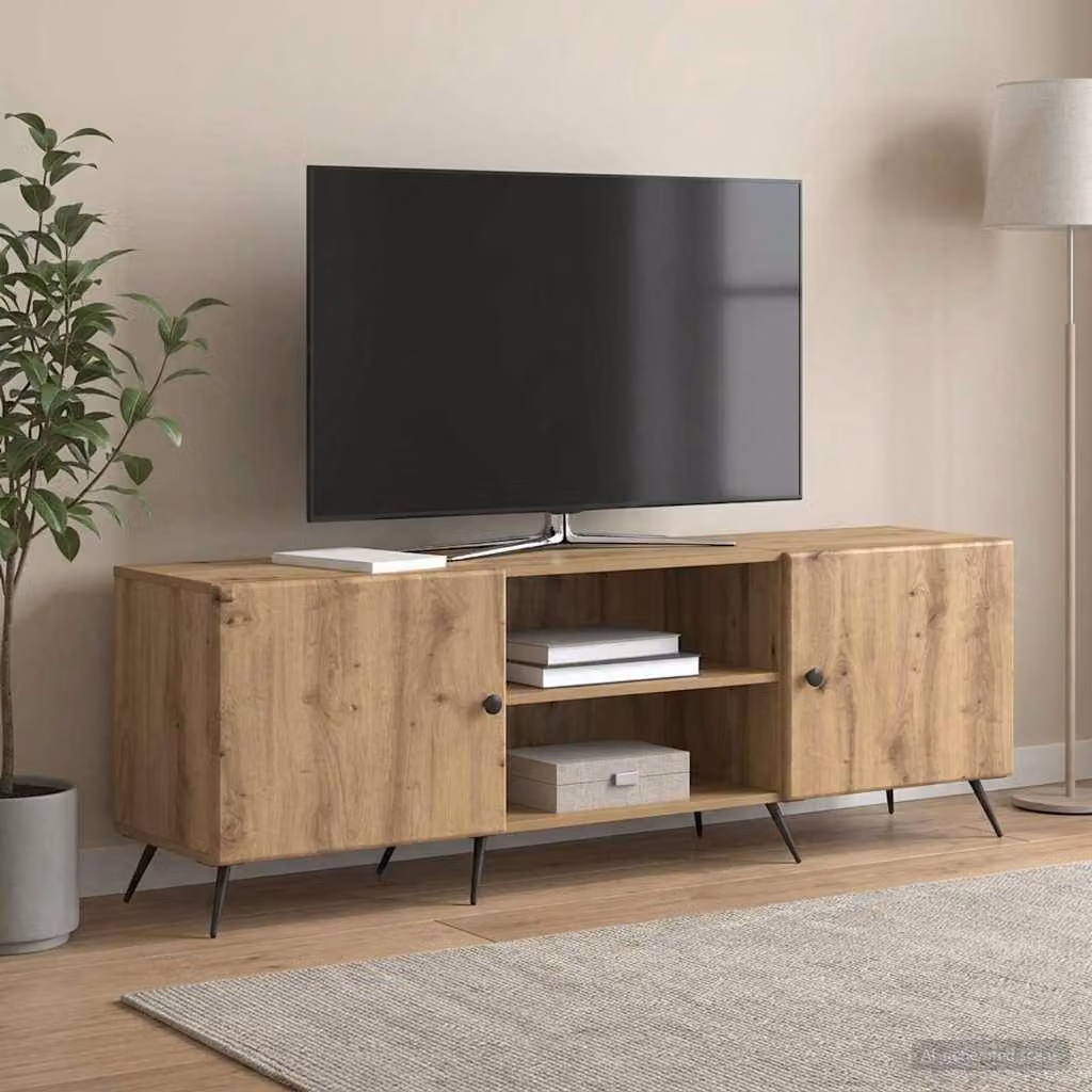 Mobile TV vidaXL in stile vintage, Rovere Artigianale, L: 150 cm, P: 31 cm, H: 50 cm