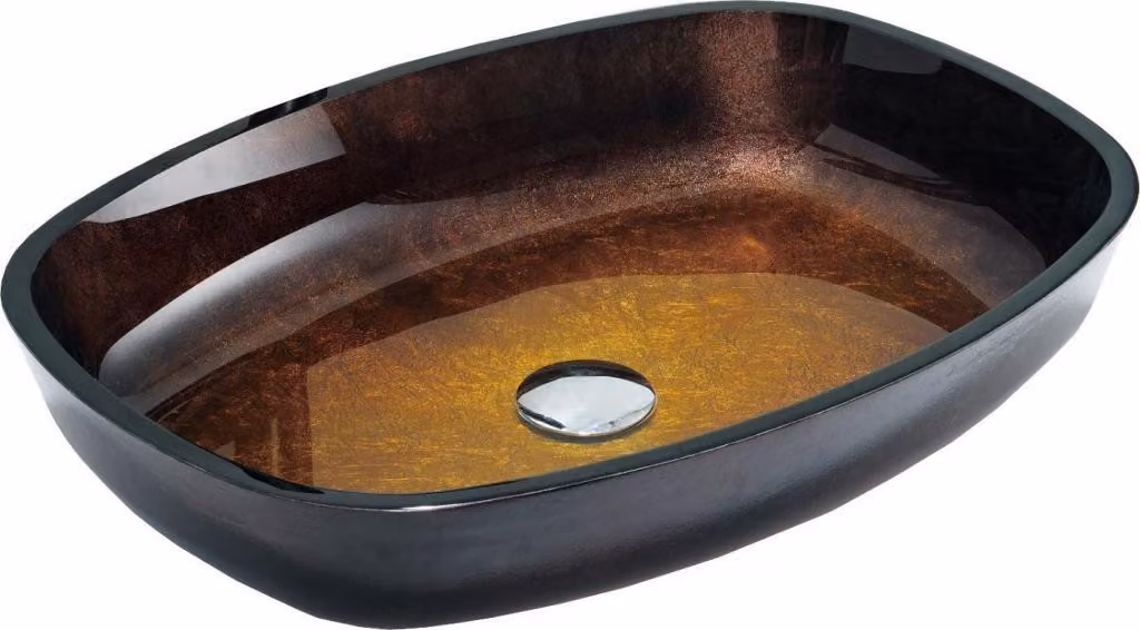 Mexen Araks lavabo da appoggio in vetro 54 x 39 cm, oro scuro - 24155451