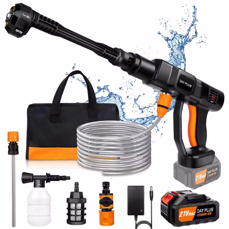 Idropulitrice a batteria da 21V - Modello WZ-XCJ - 65 bar, 270 l/h - Batteria da 3,0 Ah - Ugello 6-in-1 - Tubo da 5 metri