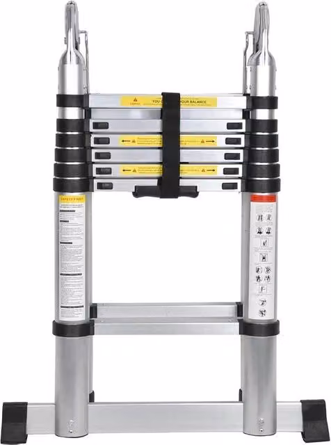 Scala Telescopica - Scala Telescopica a Volo - Altezza di Lavoro - Alluminio - Adatto per Uso Privato e Professionale - Scala Telescopica a Volo - Massimo Carico 150 kg