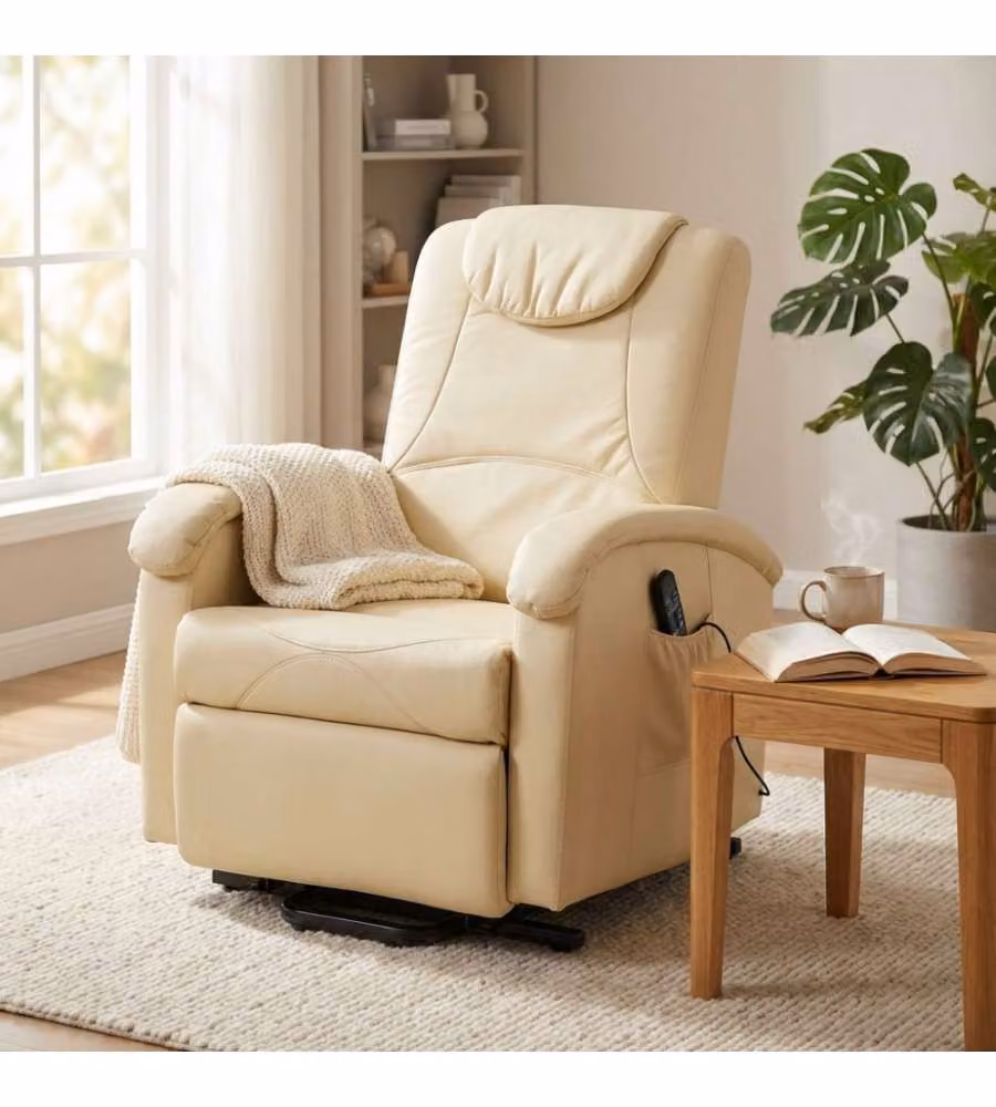 Cosma Poltrona Relax Elettrica Massaggiante in Finta Pelle Beige – 1