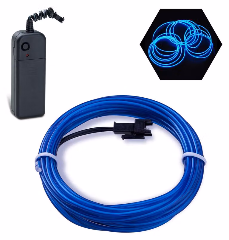 Cavo EL-Kabel, 5 metri, blu – Cavo per luci al neon con 3 modalità