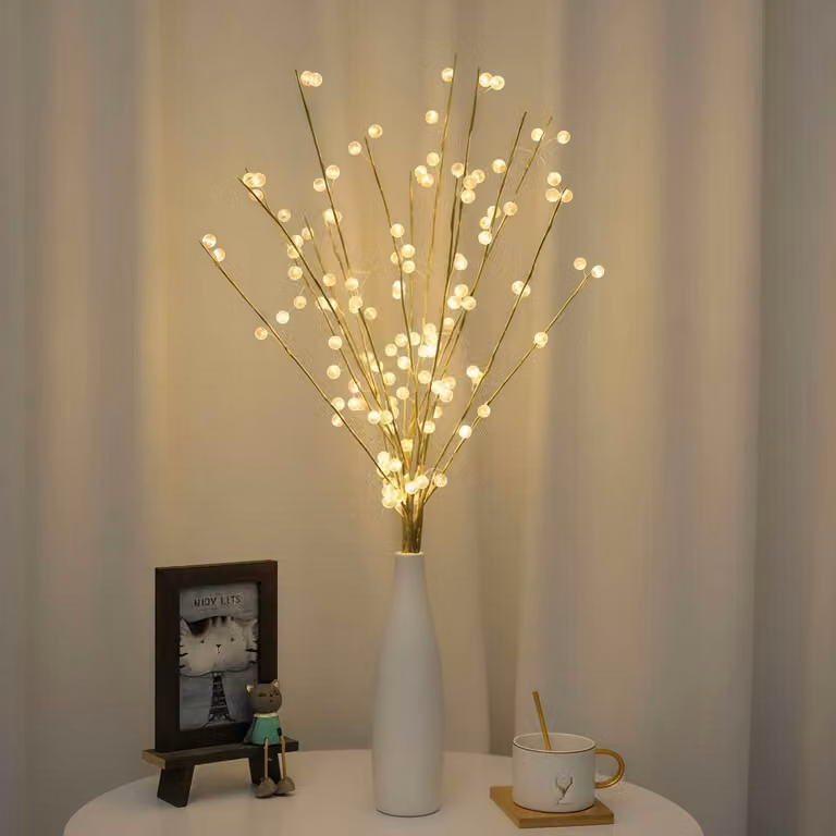 Set di 2 rami luminosi a LED, 40 LED bianco caldo, 70 cm, alimentati a batteria