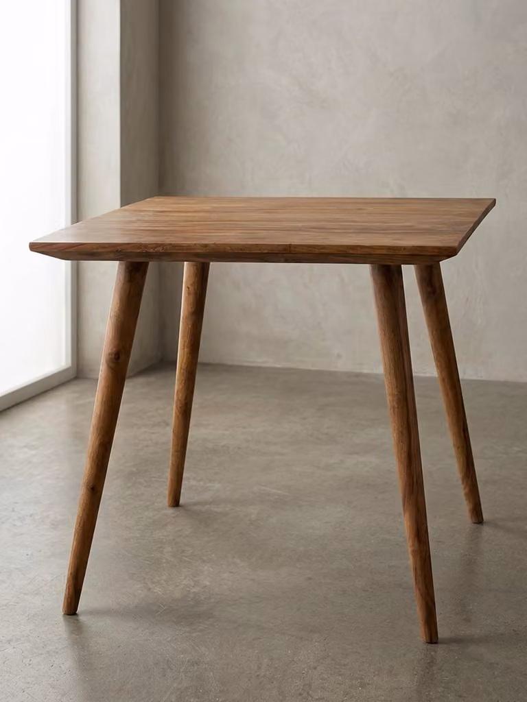 Tavolo da pranzo in stile retrò in legno massiccio - marrone, fatto a mano. 80x80x76 cm | Kadima Design