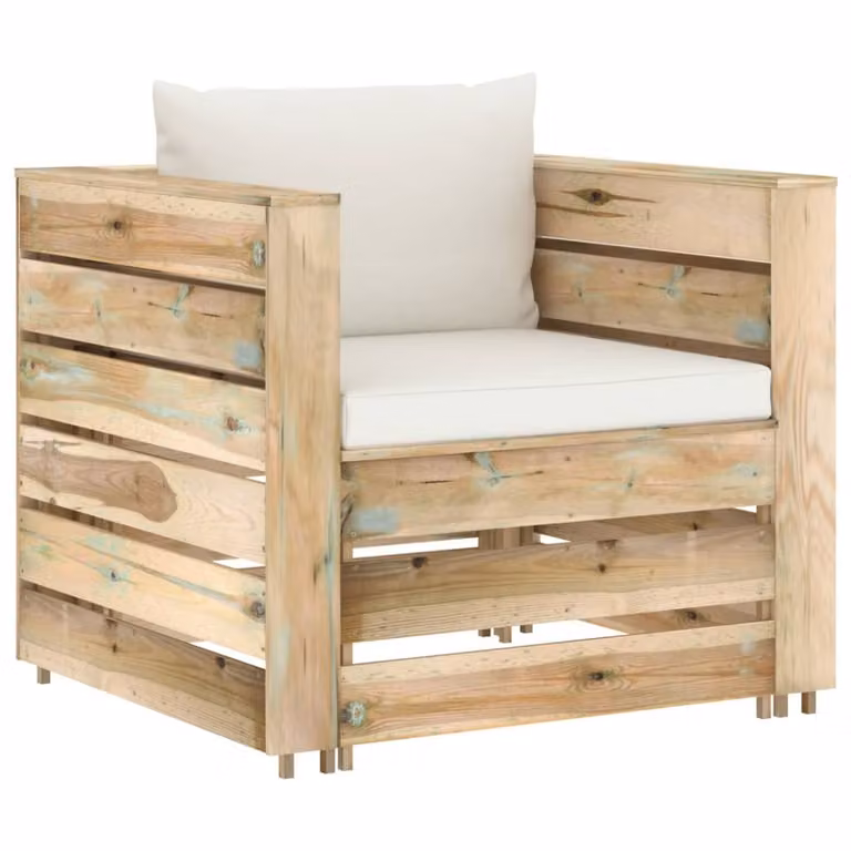 set da giardino 2 pezzi con cuscini Verde Legno impregnato