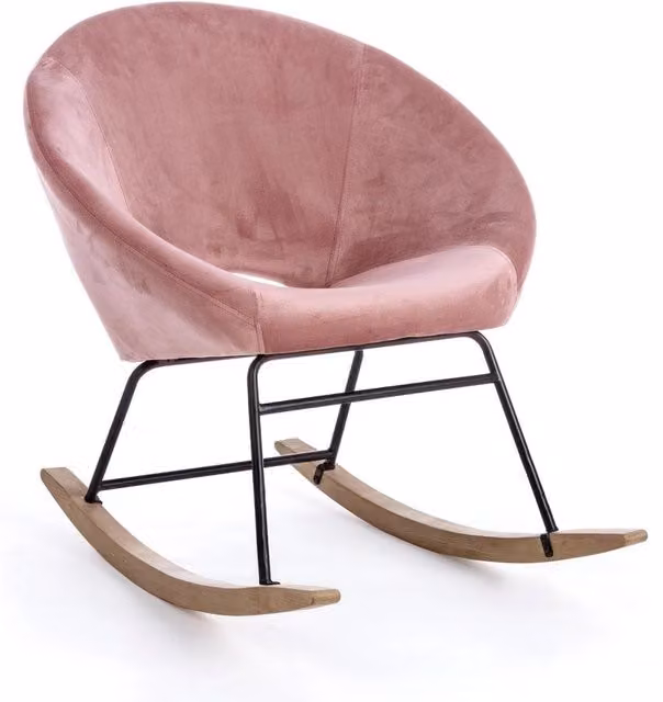 Poltrona Sedia Dondolo Annika in Velluto Rosa Antico Elegante Moderna Bizzotto