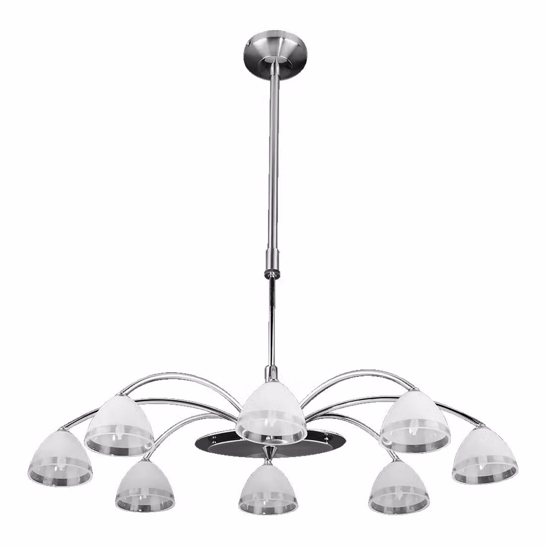 Plafoniera PARIS, 8 attacchi G9/40W, finitura nickel satinato/cromato, lunghezza: 740, altezza: 825, dimmerabile