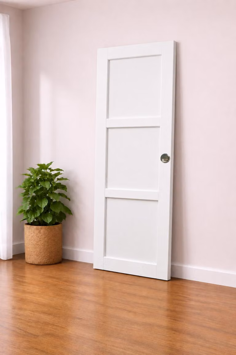 Porta scorrevole Korya bianca a 3 ante H204 x L73 cm, conchiglie GD MENUISERIES