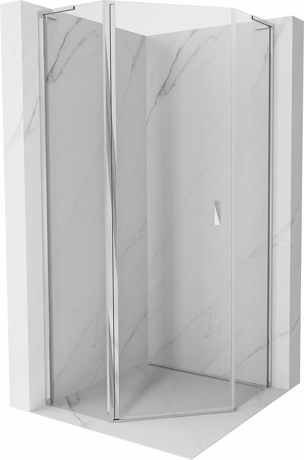 Mexen Mist L cabina doccia pentagonale battente 90 x 90 cm, trasparente, cromato - 8A8L-090-090-01-00