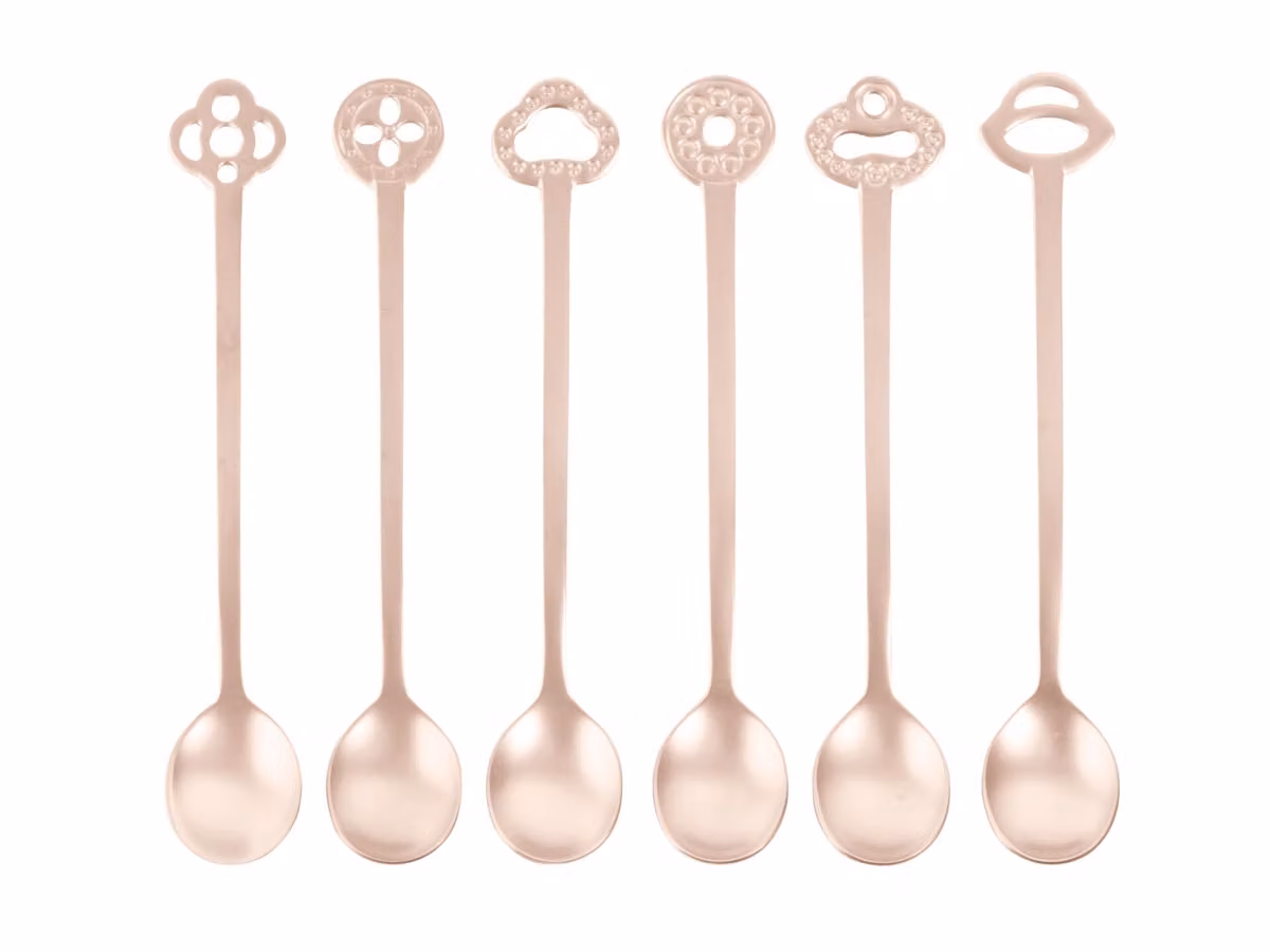 Party Item Oriental Set di 6 Cucchiaini - Anticato PVD Champagne