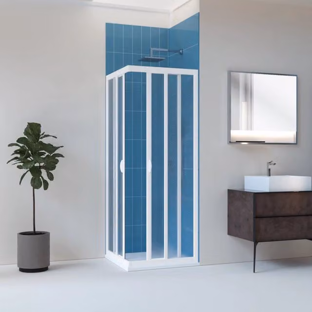 Box doccia scorrevole acrilico e pvc bianco h.190cm due lati Refote Lucy 100x100 cm