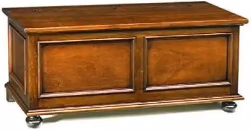 Cassapanca contenitore in stile arte povera in legno massello e MDF con finitura noce, colore marrone, L 120 cm x P 44 cm x H 51 cm