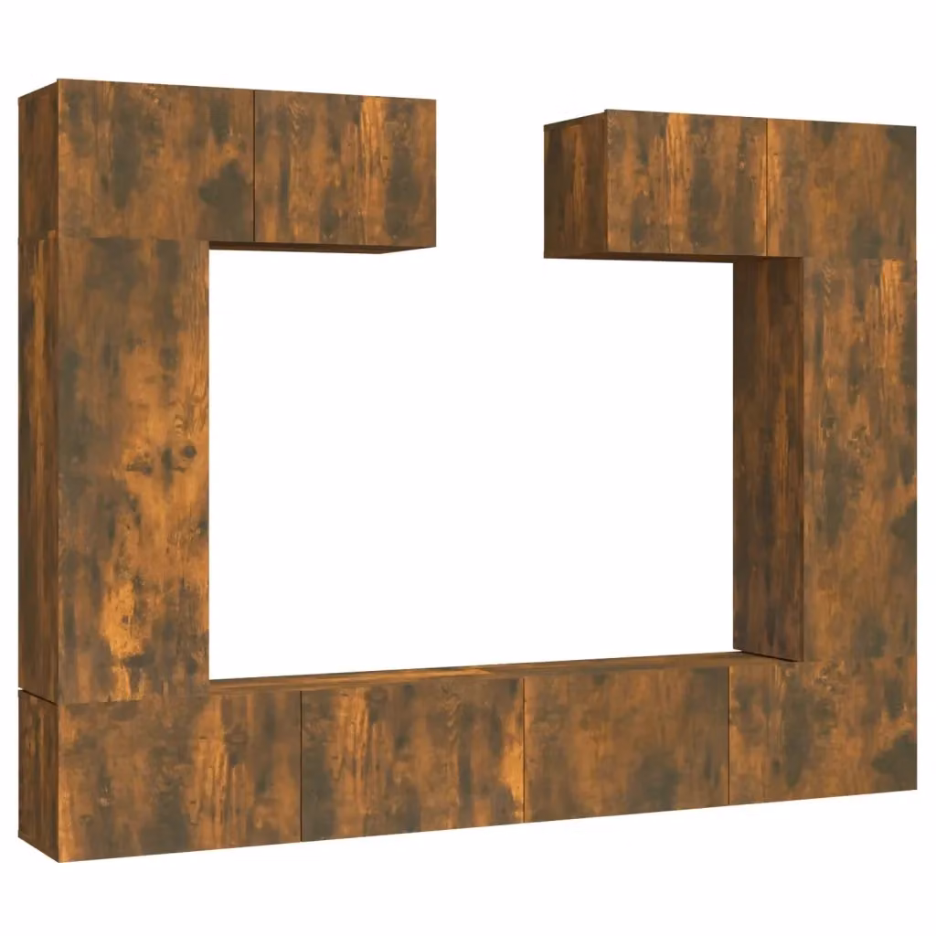 Set di Mobili Porta TV vidaXL 6 Pezzi in Legno Multistrato e MDF Colore Rovere Fumo Marrone – 2