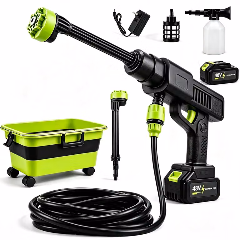 Idropulitrice portatile senza fili - Pressione: 40 bar - Serbatoio pieghevole da 22 litri - Motore da 300 W - Ideale per auto e terrazzi