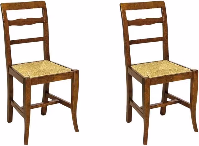 Set 2 sedie classiche in legno di noce seduta paglia - Mobili 2G