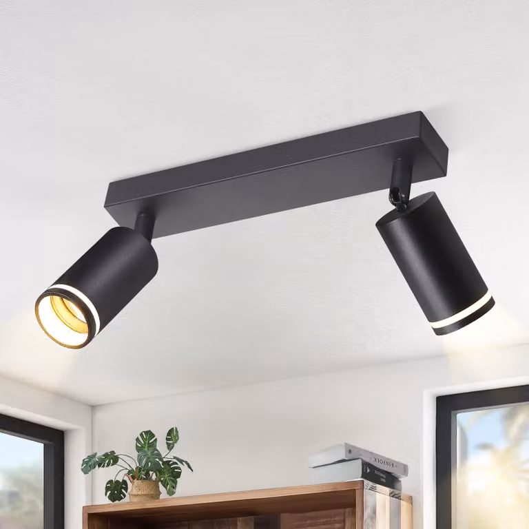 ZMH Faretto da soffitto a LED 2 fiamme nero GU10 orientabile faretto da parete faretti da soffitto in metallo corridoio soggiorno cucina camera da letto